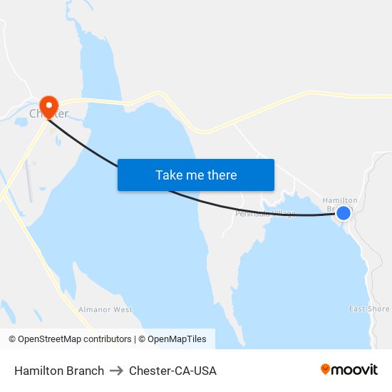 Hamilton Branch to Chester-CA-USA map