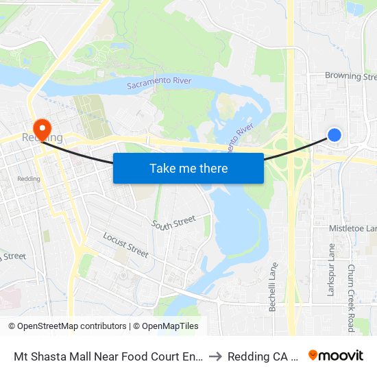 Mt Shasta Mall Near Food Court Entrance to Redding CA USA map