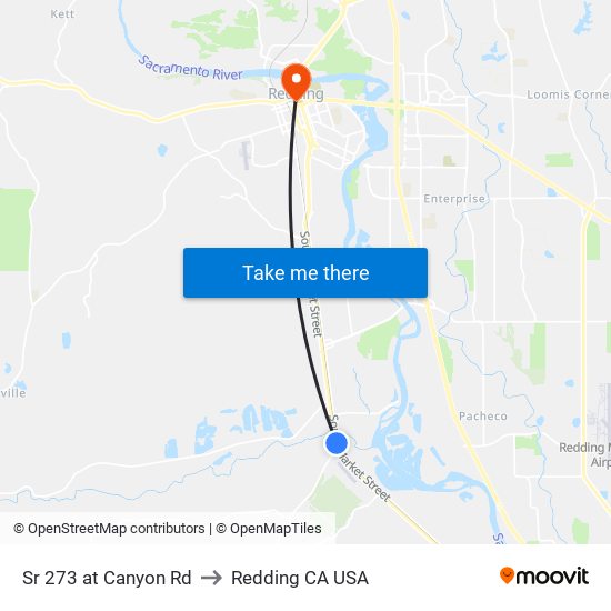 Sr 273 at Canyon Rd to Redding CA USA map