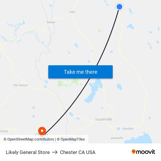 Likely General Store to Chester CA USA map