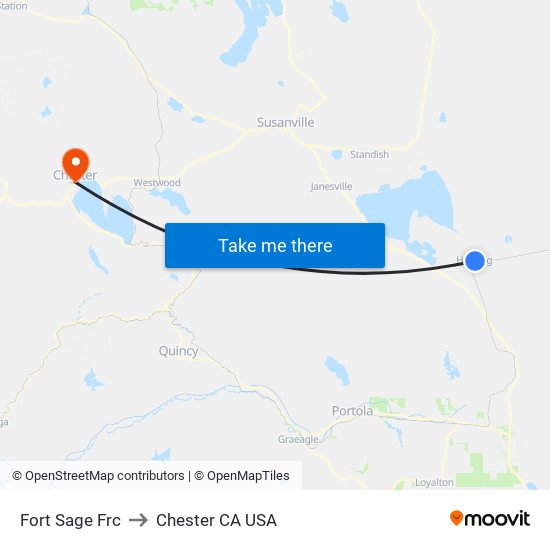 Fort Sage Frc to Chester CA USA map