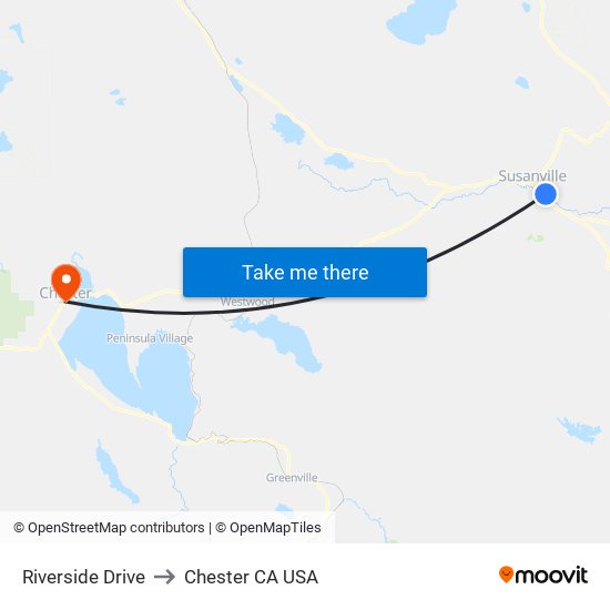 Riverside Drive to Chester CA USA map