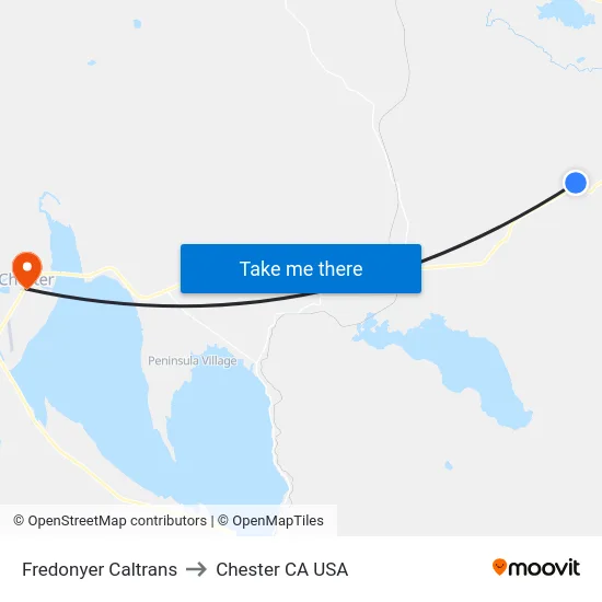 Fredonyer Caltrans to Chester CA USA map