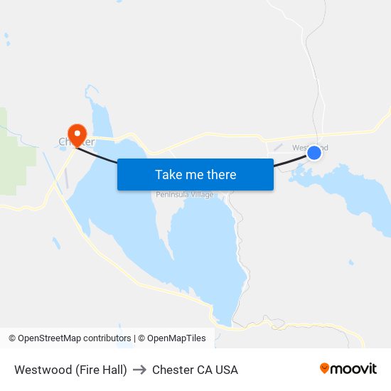 Westwood (Fire Hall) to Chester CA USA map