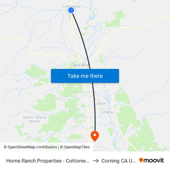 Home Ranch Properties - Cottonwood to Corning CA USA map