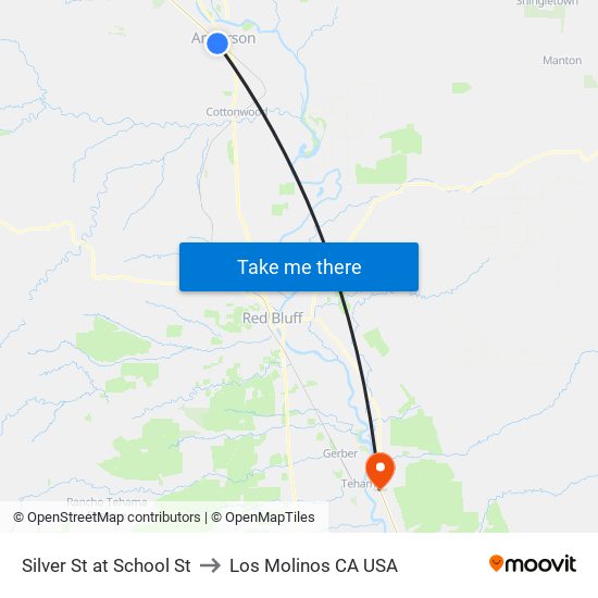 Silver St at School St to Los Molinos CA USA map