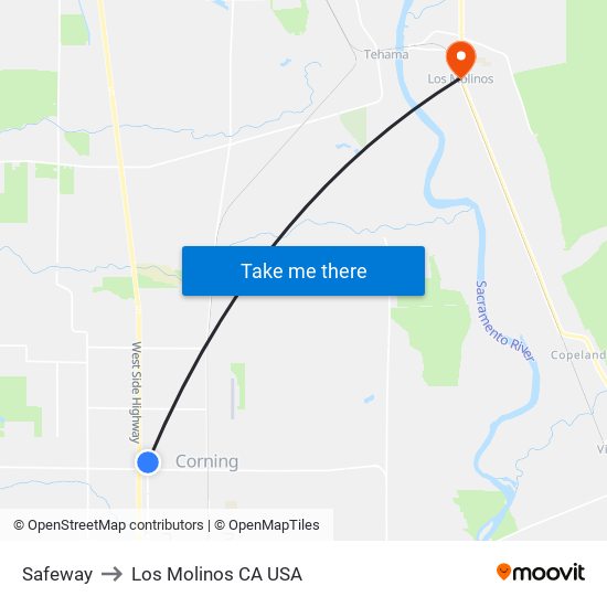 Safeway to Los Molinos CA USA map