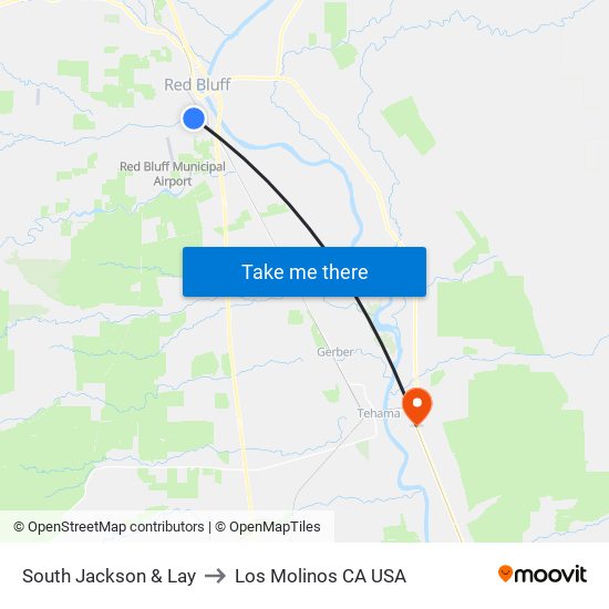 South Jackson & Lay to Los Molinos CA USA map