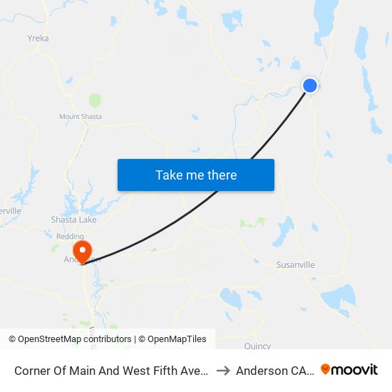 Corner Of Main And West Fifth Ave (Rite Aid) to Anderson CA USA map