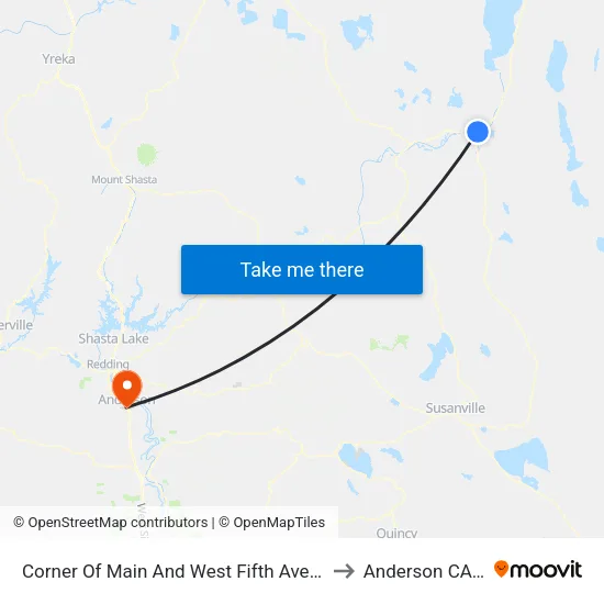 Corner Of Main And West Fifth Ave (Rite Aid) to Anderson CA USA map