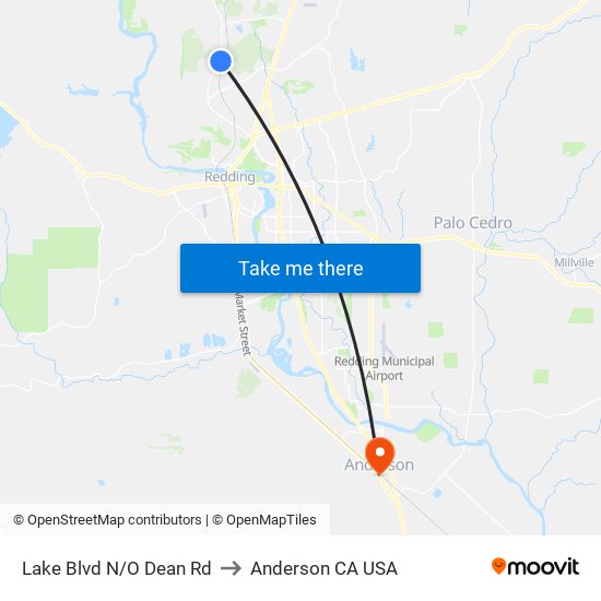 Lake Blvd N/O Dean Rd to Anderson CA USA map