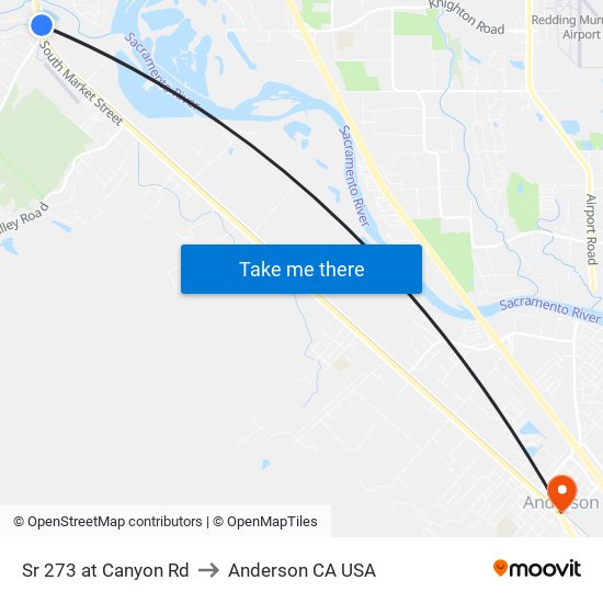 Sr 273 at Canyon Rd to Anderson CA USA map