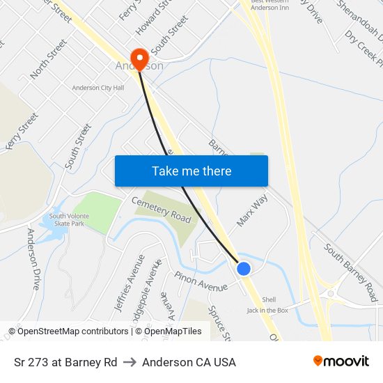 Sr 273 at Barney Rd to Anderson CA USA map