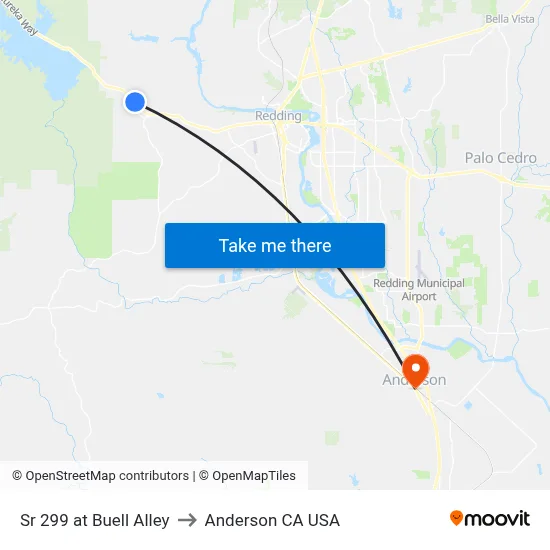 Sr 299 at Buell Alley to Anderson CA USA map