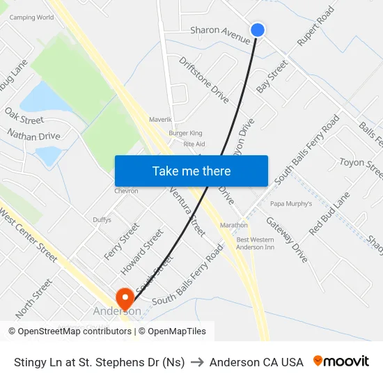 Stingy Ln at St. Stephens Dr (Ns) to Anderson CA USA map