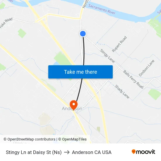 Stingy Ln at Daisy St (Ns) to Anderson CA USA map