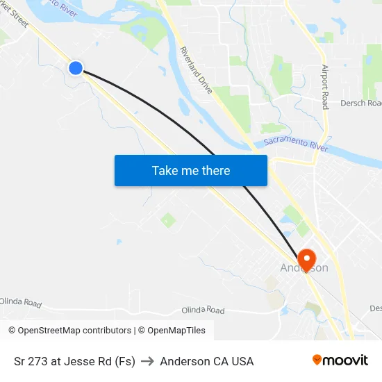 Sr 273 at Jesse Rd (Fs) to Anderson CA USA map