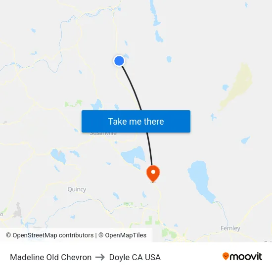 Madeline Old Chevron to Doyle CA USA map