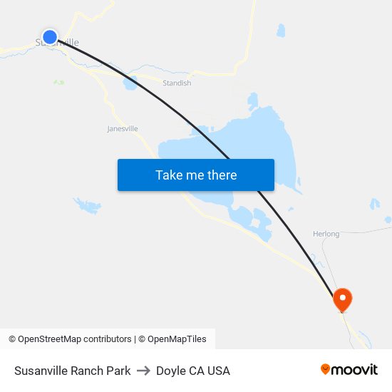 Susanville Ranch Park to Doyle CA USA map