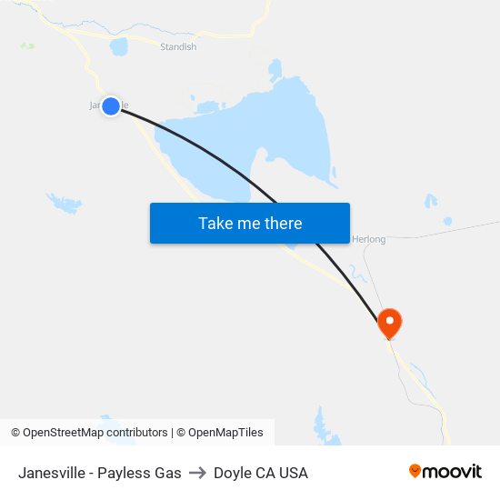 Janesville - Payless Gas to Doyle CA USA map