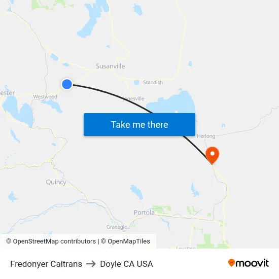 Fredonyer Caltrans to Doyle CA USA map