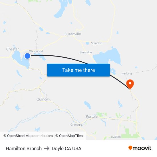 Hamilton Branch to Doyle CA USA map