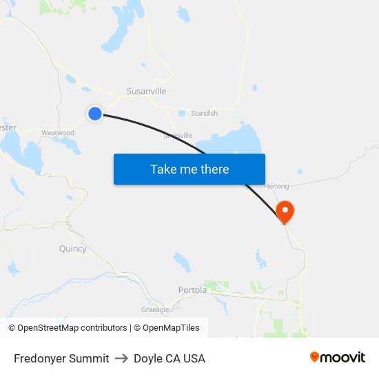 Fredonyer Summit to Doyle CA USA map