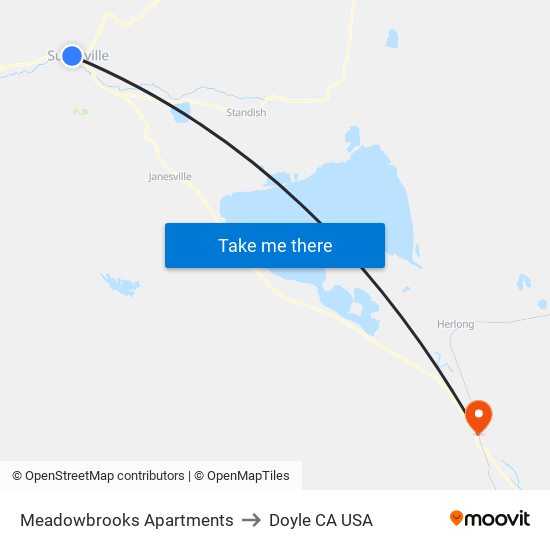 Meadowbrooks Apartments to Doyle CA USA map