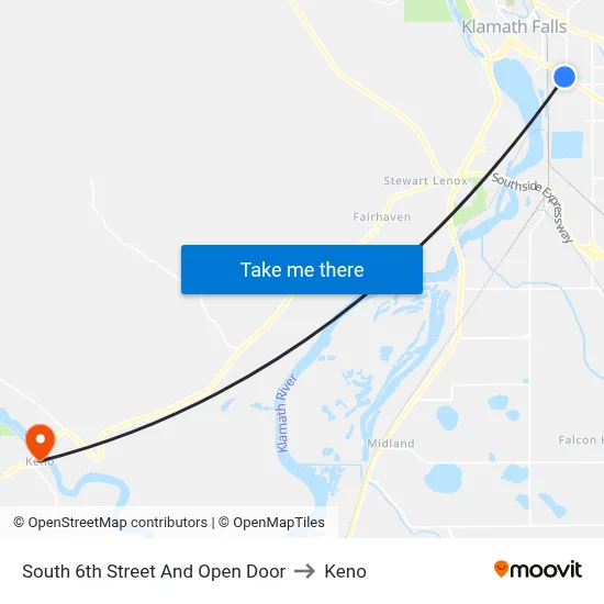 South 6th Street And Open Door to Keno map