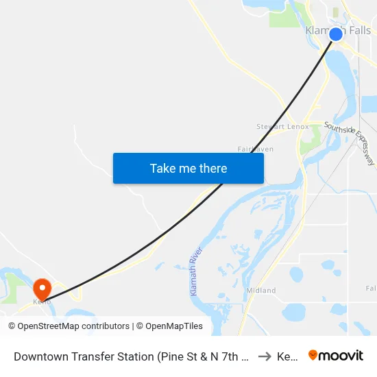 Downtown Transfer Station (Pine St & N 7th St) to Keno map