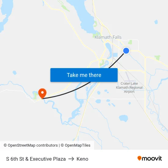 S 6th St & Executive Plaza to Keno map