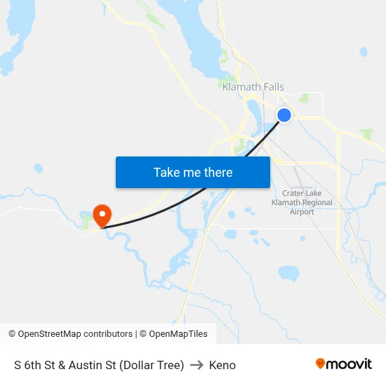 S 6th St & Austin St (Dollar Tree) to Keno map