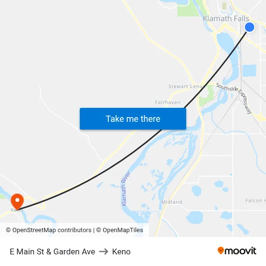 E Main St & Garden Ave to Keno map
