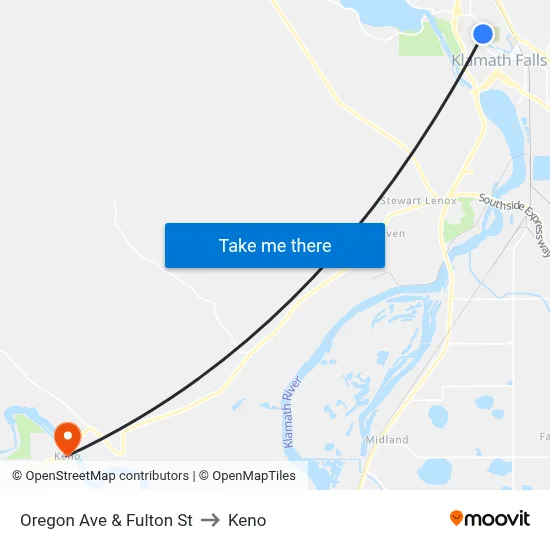 Oregon Ave & Fulton St to Keno map