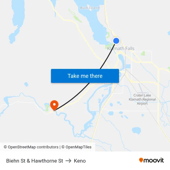 Biehn St & Hawthorne St to Keno map