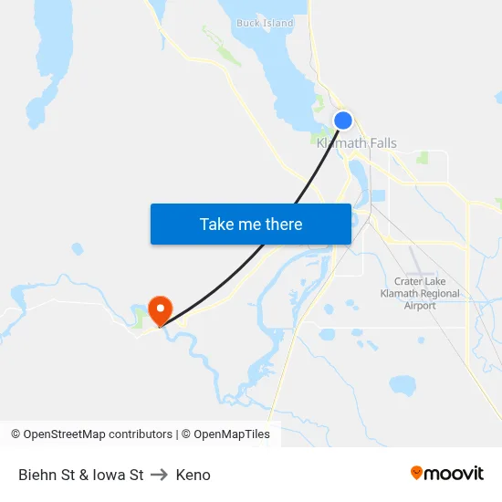 Biehn St & Iowa St to Keno map