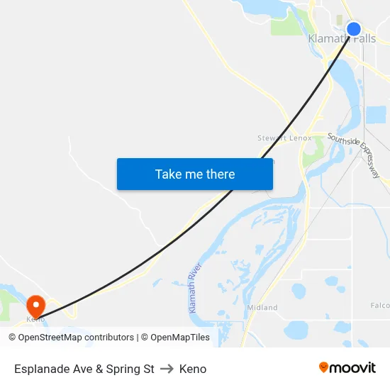 Esplanade Ave & Spring St to Keno map