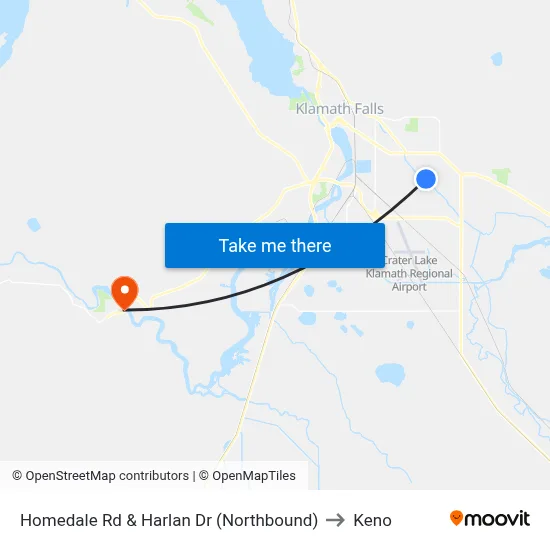 Homedale Rd & Harlan Dr (Northbound) to Keno map