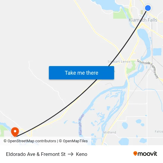 Eldorado Ave & Fremont St to Keno map