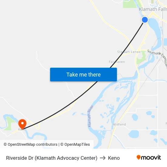 Riverside Dr (Klamath Advocacy Center) to Keno map