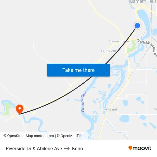 Riverside Dr & Abilene Ave to Keno map