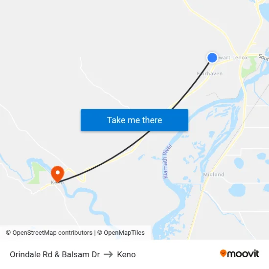 Orindale Rd & Balsam Dr to Keno map