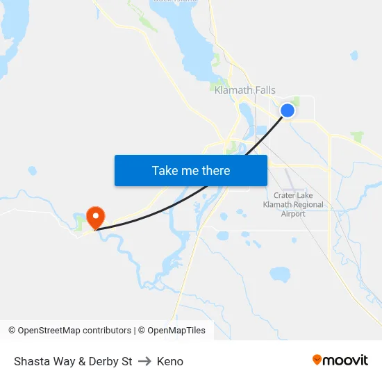 Shasta Way & Derby St to Keno map
