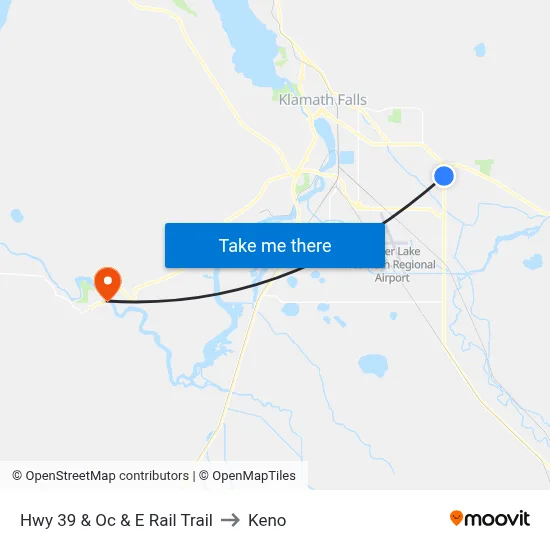 Hwy 39 & Oc & E Rail Trail to Keno map