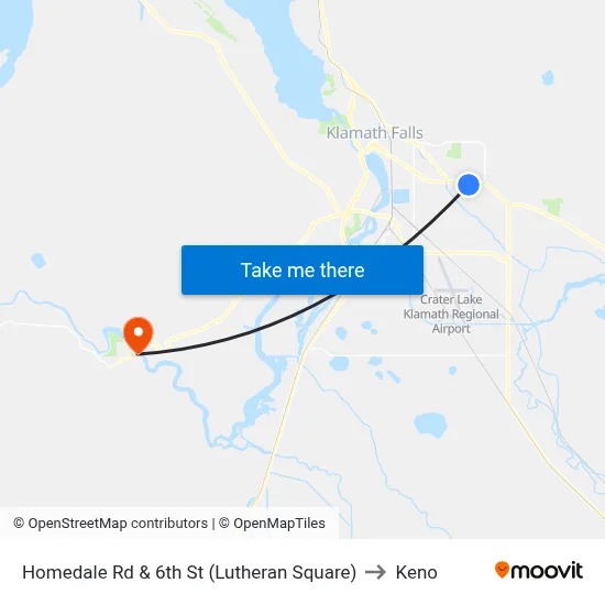 Homedale Rd & 6th St (Lutheran Square) to Keno map