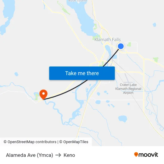 Alameda Ave (Ymca) to Keno map