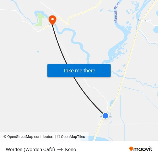 Worden (Worden Café) to Keno map