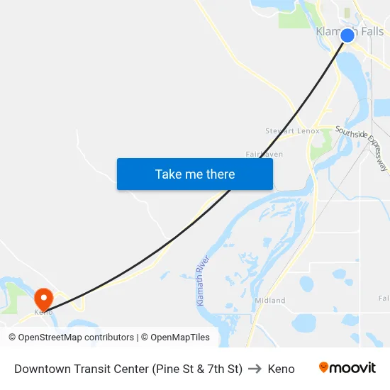 Downtown Transit Center (Pine St & 7th St) to Keno map