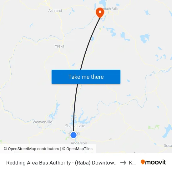 Redding Area Bus Authority - (Raba) Downtown Transit Center to Keno map