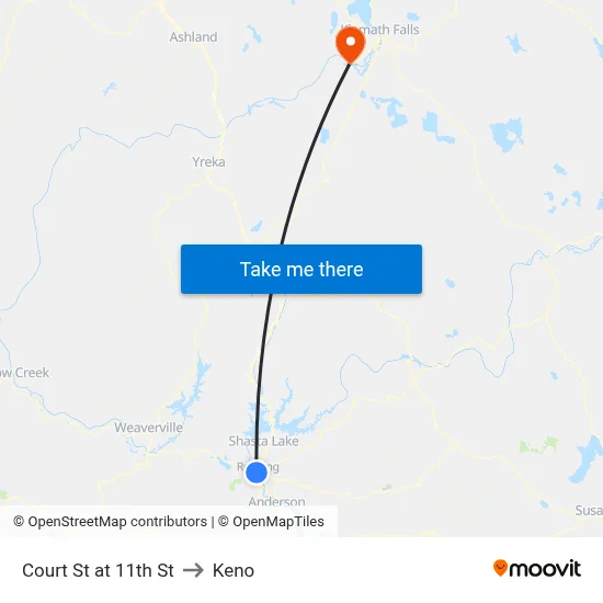 Court St at 11th St to Keno map